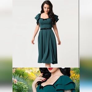 Micheline Pitt Unique Vintage Carmelita Dress Green 3x NWT